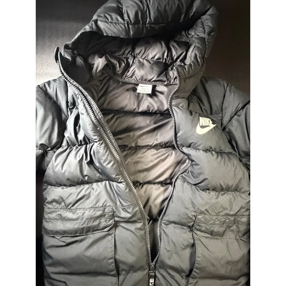 Nike Therma-FIT Kids Puffer Jacket Black Hooded Full Zip Size Large L G J10